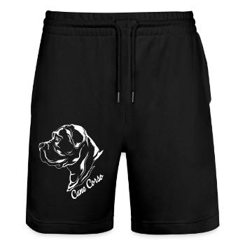 Dessin de Cane Corso - Short de jogging bio TRAINER Stanley/Stella unisexe - noir - Devant - Nik (191cm) & Marisol (170cm)