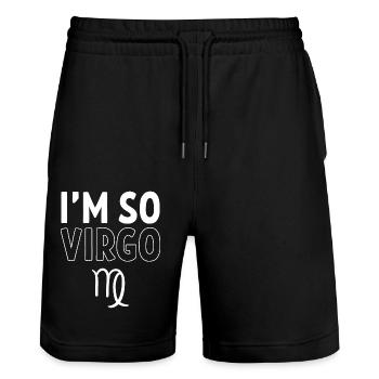Zodiac Virgo - Stanley/Stella Trainer Unisex Organic Jogging Shorts - black - Front - Nik (191cm) & Marisol (170cm)