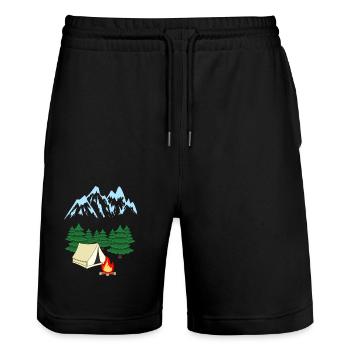 Gebirge Bergsteiger Expedition Abenteuer Camping - Stanley/Stella Unisex Bio Joggingshorts Trainer  - Schwarz - Vorne - Nik (191cm) & Marisol (170cm)