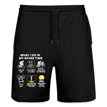 Cyclisme cyclisme passion cyclisme humour cadeau - Short de jogging bio TRAINER Stanley/Stella unisexe - noir - Devant - Nik (191cm) & Marisol (170cm)