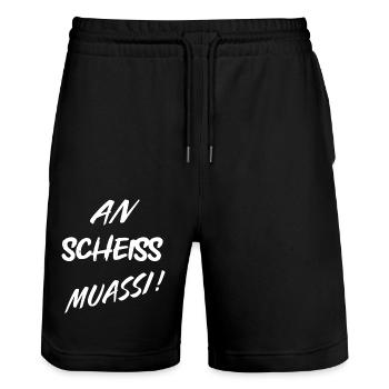 AN SCHIESS MUASSI WEISS - Stanley/Stella Unisex Bio Joggingshorts Trainer  - Schwarz - Vorne - Nik (191cm) & Marisol (170cm)