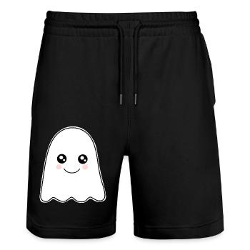 Kawaii Ghost Ghosts Halloween Halloween Costume - Stanley/Stella Trainer Unisex Organic Jogging Shorts - black - Front - Nik (191cm) & Marisol (170cm)