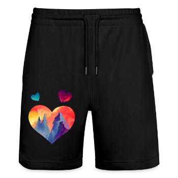 Mountains Mountain hikers Hiking Mountain hiking Hike - Stanley/Stella Trainer Unisex Organic Jogging Shorts - black - Front - Nik (191cm) & Marisol (170cm)