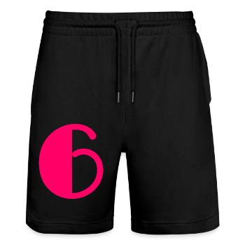 6. 6 ANS. 6e ANNIVERSAIRE. ANNIVERSAIRE 6 ANS. ANN - Short de jogging bio TRAINER Stanley/Stella unisexe - noir - Devant - Nik (191cm) & Marisol (170cm)