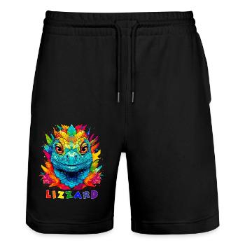 Lizzard en couleurs - Short de jogging bio TRAINER Stanley/Stella unisexe - noir - Devant - Nik (191cm) & Marisol (170cm)