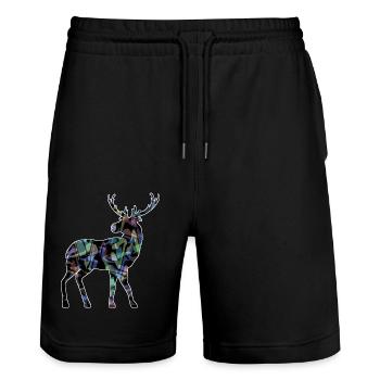 Deer - Stanley/Stella Trainer Unisex Organic Jogging Shorts - black - Front - Nik (191cm) & Marisol (170cm)