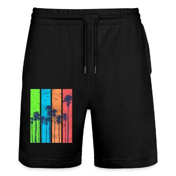 Palimers Colotiers Sommerstrand - Stanley/Stella Unisex Bio Joggingshorts Trainer  - Schwarz - Vorne - Nik (191cm) & Marisol (170cm)