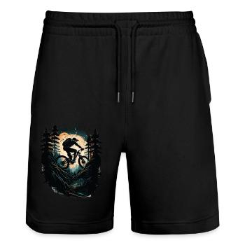 Downhill Mountain Bike Biker MTB - Stanley/Stella Trainer Unisex Organic Jogging Shorts - black - Front - Nik (191cm) & Marisol (170cm)