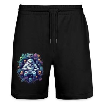 Dark Gamer - Stanley/Stella Trainer Unisex Organic Jogging Shorts - black - Front - Nik (191cm) & Marisol (170cm)