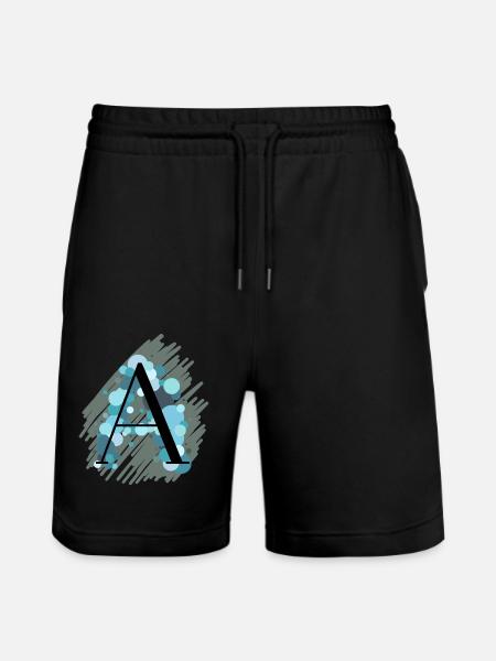 Buchstabe A - türkis - Stanley/Stella Unisex Bio Joggingshorts Trainer  - Schwarz