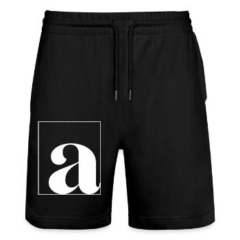 Buchstabenalphabet a - Stanley/Stella Unisex Bio Joggingshorts Trainer  - Schwarz - Vorne - Nik (191cm) & Marisol (170cm)