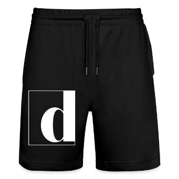 Buchstabenalphabet d - Stanley/Stella Unisex Bio Joggingshorts Trainer  - Schwarz - Vorne - Nik (191cm) & Marisol (170cm)