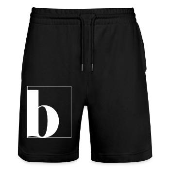 Lettre alphabet b - Short de jogging bio TRAINER Stanley/Stella unisexe - noir - Devant - Nik (191cm) & Marisol (170cm)