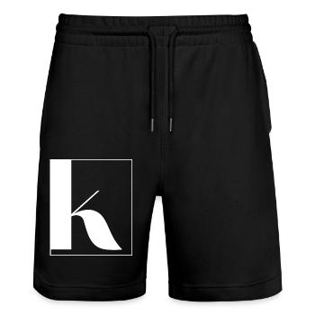 Buchstabenalphabet k - Stanley/Stella Unisex Bio Joggingshorts Trainer  - Schwarz - Vorne - Nik (191cm) & Marisol (170cm)
