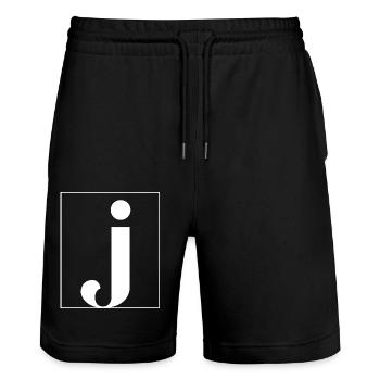 Buchstaben-Alphabet j - Stanley/Stella Unisex Bio Joggingshorts Trainer  - Schwarz - Vorne - Nik (191cm) & Marisol (170cm)