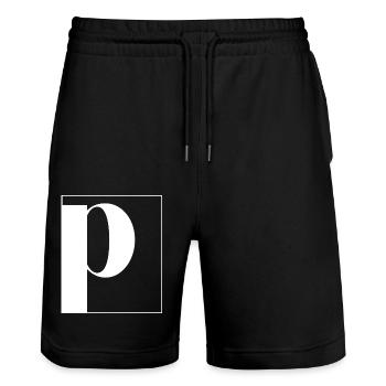 Buchstaben-Alphabet p - Stanley/Stella Unisex Bio Joggingshorts Trainer  - Schwarz - Vorne - Nik (191cm) & Marisol (170cm)
