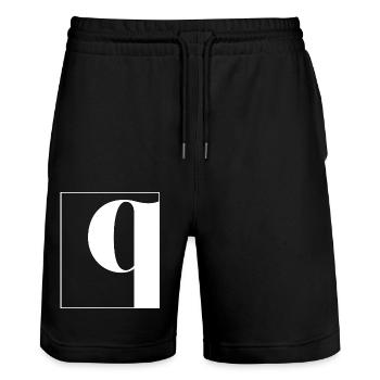 Lettre alphabet q - Short de jogging bio TRAINER Stanley/Stella unisexe - noir - Devant - Nik (191cm) & Marisol (170cm)