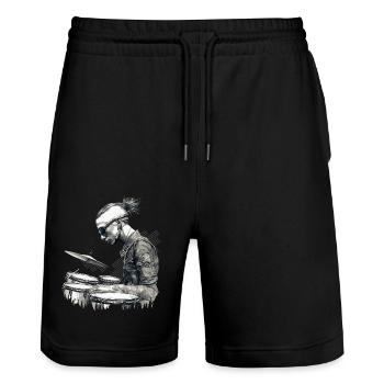 Badass Drummer – Voll auf die Zwölf mit Stil - Stanley/Stella Unisex Bio Joggingshorts Trainer  - Schwarz - Vorne - Nik (191cm) & Marisol (170cm)