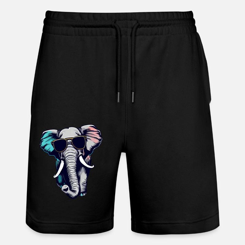 Cool Elefant - Elefant mit Sonnenbrille - Stanley/Stella Unisex Bio Joggingshorts Trainer  - Schwarz
