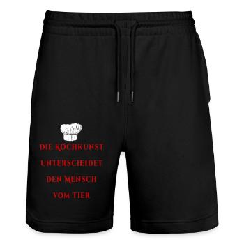 Die Kochkunst - Stanley/Stella Unisex Bio Joggingshorts Trainer  - Schwarz - Vorne - Nik (191cm) & Marisol (170cm)