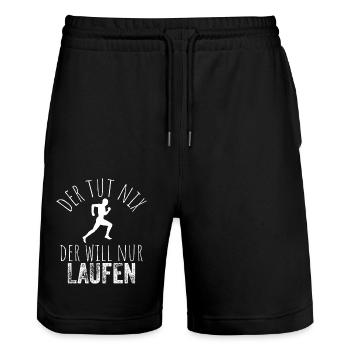 Der tut nix der will nur laufen - Läufer Sport - Stanley/Stella Unisex Bio Joggingshorts Trainer  - Schwarz - Vorne - Nik (191cm) & Marisol (170cm)