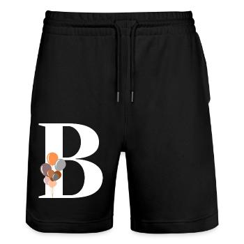 Buchstabe b Geburtstagsballon - Stanley/Stella Unisex Bio Joggingshorts Trainer  - Schwarz - Vorne - Nik (191cm) & Marisol (170cm)