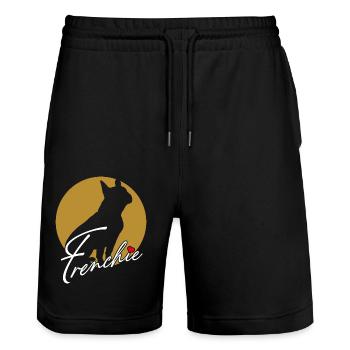 Französische Bulldogge mit Herz ich mag Frenchies - Stanley/Stella Unisex Bio Joggingshorts Trainer  - Schwarz - Vorne - Nik (191cm) & Marisol (170cm)