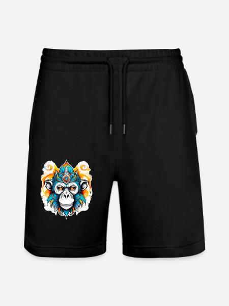 Monkey Stencil - Stanley/Stella Trainer Unisex Organic Jogging Shorts - black