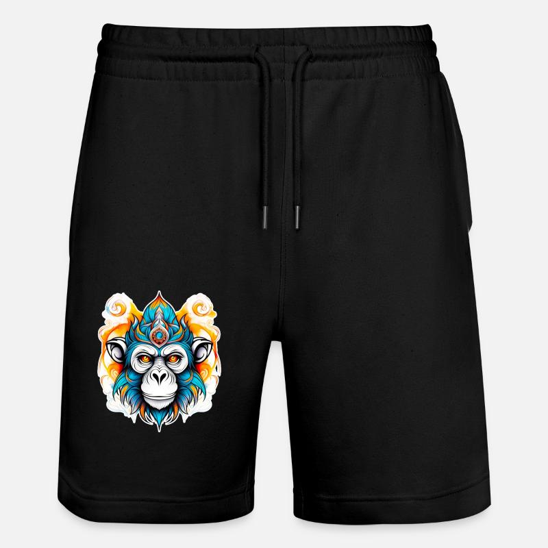 Monkey Stencil - Stanley/Stella Trainer Unisex Organic Jogging Shorts - black