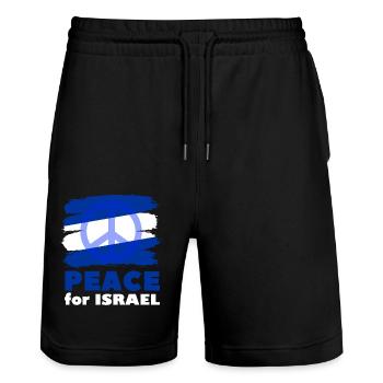Peace for Israel Frieden Gaza Naher Osten Krieg - Stanley/Stella Unisex Bio Joggingshorts Trainer  - Schwarz - Vorne - Nik (191cm) & Marisol (170cm)