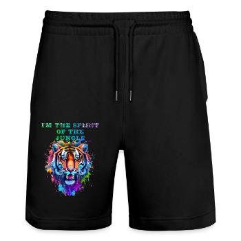 i m the spirit of the jungle - Stanley/Stella Trainer Unisex Organic Jogging Shorts - black - Front - Nik (191cm) & Marisol (170cm)