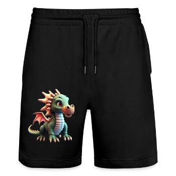 cute little baby dragon funny - Stanley/Stella Trainer Unisex Organic Jogging Shorts - black - Front - Nik (191cm) & Marisol (170cm)