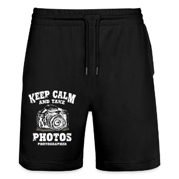Keep Calm and Take Photos - Stanley/Stella Trainer Unisex Organic Jogging Shorts - black - Front - Nik (191cm) & Marisol (170cm)