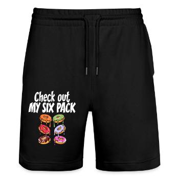 Check out my six pack Funny Doughnut Vintage - Short de jogging bio TRAINER Stanley/Stella unisexe - noir - Devant - Nik (191cm) & Marisol (170cm)
