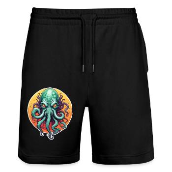 Cthulhu / Démon / Fantastique / Horreur / Tentacule - Short de jogging bio TRAINER Stanley/Stella unisexe - noir - Devant - Nik (191cm) & Marisol (170cm)