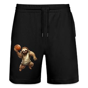 Sloth basketball player - Stanley/Stella Trainer Unisex Organic Jogging Shorts - black - Front - Nik (191cm) & Marisol (170cm)