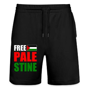 Free palestine - Short de jogging bio TRAINER Stanley/Stella unisexe - noir - Devant - Nik (191cm) & Marisol (170cm)