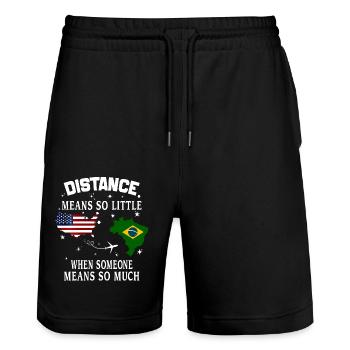 Distanz bedeutet so wenig, wenn jemand viel bedeutet - Stanley/Stella Unisex Bio Joggingshorts Trainer  - Schwarz - Vorne - Nik (191cm) & Marisol (170cm)