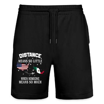 Distanz bedeutet so wenig, wenn jemand viel bedeutet - Stanley/Stella Unisex Bio Joggingshorts Trainer  - Schwarz - Vorne - Nik (191cm) & Marisol (170cm)