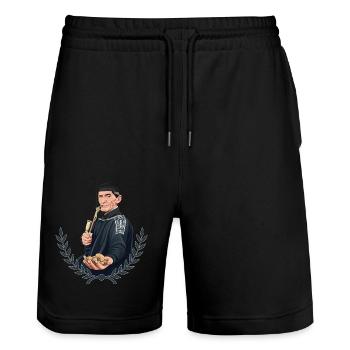 For real Rieser. For real ream farmers. - Stanley/Stella Trainer Unisex Organic Jogging Shorts - black - Front - Nik (191cm) & Marisol (170cm)