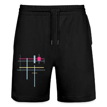 Background Minimal Vector Abstract - Stanley/Stella Trainer Unisex Organic Jogging Shorts - black - Front - Nik (191cm) & Marisol (170cm)