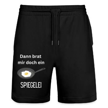 Spiegelei braten - Stanley/Stella Unisex Bio Joggingshorts Trainer  - Schwarz - Vorne - Nik (191cm) & Marisol (170cm)