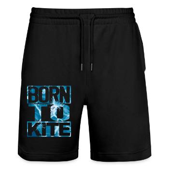 Born to Kite - Stanley/Stella Unisex Bio Joggingshorts Trainer  - Schwarz - Vorne - Nik (191cm) & Marisol (170cm)