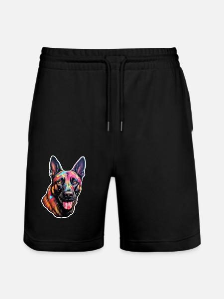 Belgian Malinois psychedelic - Stanley/Stella Trainer Unisex Organic Jogging Shorts - black