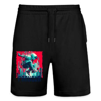 Parkour - Stanley/Stella Trainer Unisex Organic Jogging Shorts - black - Front - Nik (191cm) & Marisol (170cm)