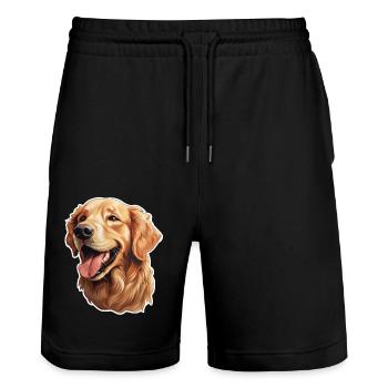 Golden retriever - Short de jogging bio TRAINER Stanley/Stella unisexe - noir - Devant - Nik (191cm) & Marisol (170cm)
