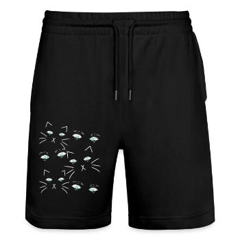 Fantasy Cat Eyes Face Cat Owner Cats - Stanley/Stella Trainer Unisex Organic Jogging Shorts - black - Front - Nik (191cm) & Marisol (170cm)