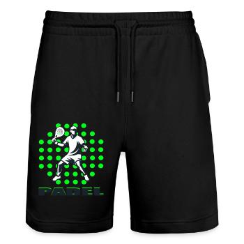 Padel - Stanley/Stella Trainer Unisex Organic Jogging Shorts - black - Front - Nik (191cm) & Marisol (170cm)