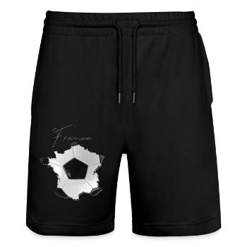 France Map Framed Real Football EN - Stanley/Stella Trainer Unisex Organic Jogging Shorts - black - Front - Nik (191cm) & Marisol (170cm)