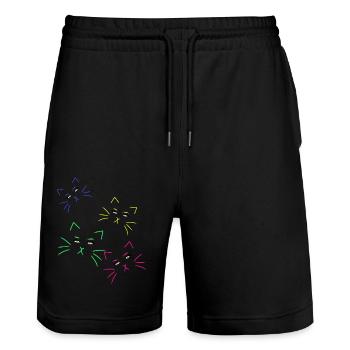 Cat Face Cats Cat Girl Eyes - Stanley/Stella Trainer Unisex Organic Jogging Shorts - black - Front - Nik (191cm) & Marisol (170cm)